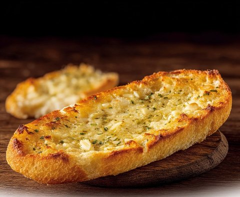 Goldbraun geröstetes Knoblibrot mit Kräutern